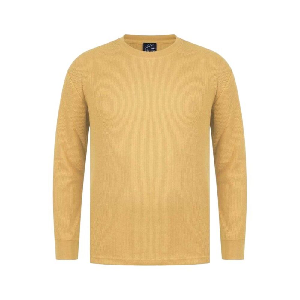Fabric Mens Waffle Long-Sleeved T-Shirt / Gold
